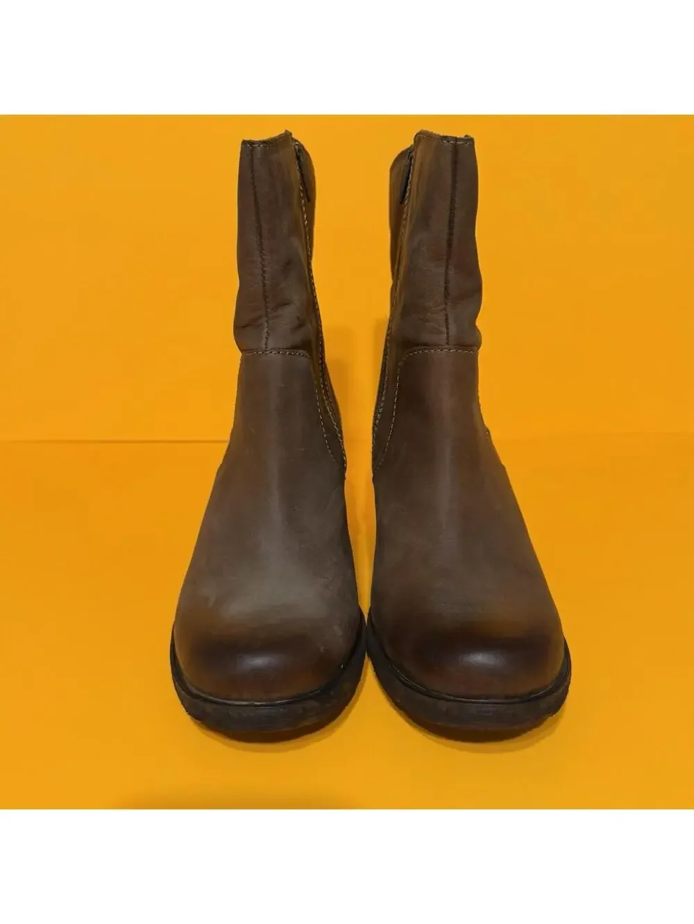 Born Orosi Brown Leather Booties Boots Braided Side Zip Heel Size Women 9